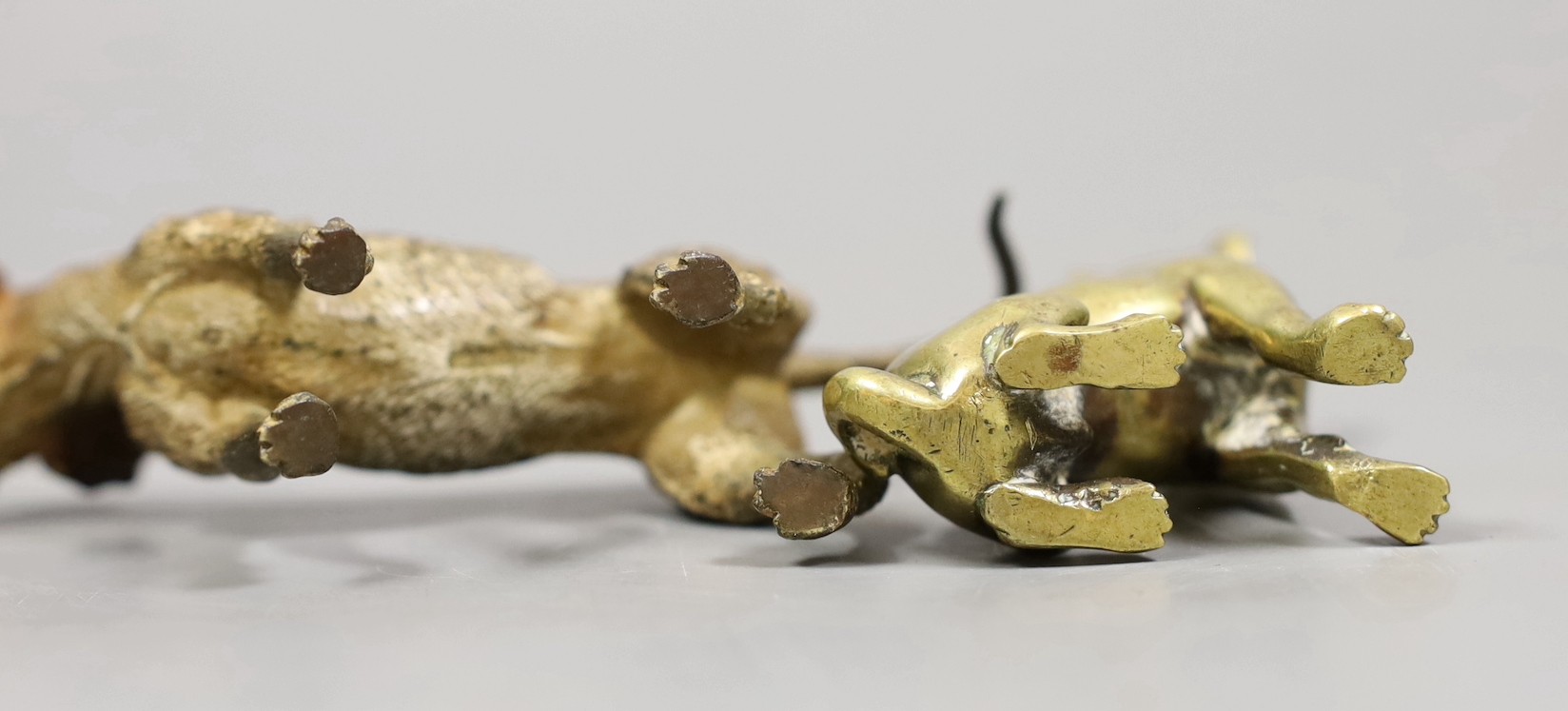 An Austrian cold-painted bronze figure of a dog and another, tallest 7.5cm